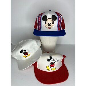 Lot of 3 Vintage 80's Mickey Mouse Adult Hats ONE IS FLAWED READ